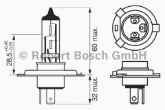 Лампа автомобильная Bosch 1987302041 H4 12V упаковка для сервиса для PEUGEOT 107 1.0 2005-, код двигателя CFA(384F),CFB(1KR), V см3 998, кВт 50, л.с. 68, бензин, Bosch 1987302041