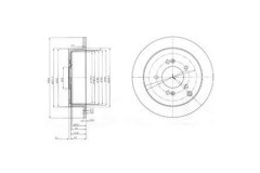 BG3680_диск тормозной заднийSanta Fe для HYUNDAI SANTA FE I (SM) 2.0 2001-2006, код двигателя G4BP, V см3 1997, кВт 99, л.с. 135, бензин, Delphi BG3680