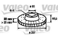 Тормозной диск для FIAT PUNTO EVO (199_) 1.4 2009-2012, код двигателя 199A7.000, V см3 1368, кВт 55, л.с. 75, бензин, Valeo 197044
