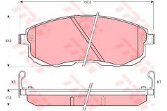 Колодки передние JUKE F15, TEANA I-II, MAXIMA J30, A32, TIIDA, SUZUKI SX-4 GDB1003 для NISSAN JUKE (F15) 1.6 2013-, код двигателя HR16DE, V см3 1598, кВт 69, л.с. 94, бензин, TRW/Lucas GDB1003