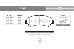 Колодки тормозные дисковые передние, комплект для NISSAN QASHQAI / QASHQAI +2 I (J10, JJ10) 1.5 dCi 2008-2013, код двигателя K9K 282,K9K 292, V см3 1461, кВт 76, л.с. 103, Дизель, Goodwill 1026F