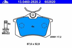 Колодки тормозные дисковые, комплект для CITROEN C4 купе (LA_) 1.4 16V 2004-2011, код двигателя KFU(ET3J4), V см3 1360, кВт 65, л.с. 88, бензин, Ate 13046028202