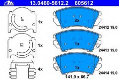 Колодки тормозные дисковые передн, для OPEL ASTRA J (P10) 1.7 CDTI 2009-, код двигателя A17DTC,A17DTE,A17DTJ, V см3 1686, кВт 81, л.с. 110, Дизель, Ate 13046056122