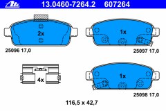 Комплект тормозных колодок, дисковый тормоз для OPEL MOKKA / MOKKA X (J13) 1.8 4x4 2013-, код двигателя A18XER, V см3 1796, кВт 103, л.с. 140, бензин, Ate 13046072642