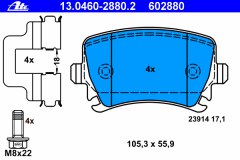 13.0460-2880.2_=GDB1622=1031 00 колодки дисковые з Golf для VW GOLF PLUS (5M1, 521) 1.6 2005-2013, код двигателя BSE,BSF,CCSA,CMXA, V см3 1595, кВт 75, л.с. 102, бензин, Ate 13046028802