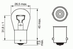 Лампа STANDARD P21W 12V 21W 1987302201 для MAZDA 3 (BK) 1.6 2003-2009, код двигателя B6ZE, V см3 1598, кВт 77, л.с. 105, бензин, Bosch 1987302201