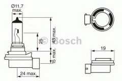 Лампа 12V 35W H8 для FORD FOCUS II (DA_, HCP) 2.0 TDCi 2004-2012, код двигателя G6DA,G6DB,G6DD, V см3 1997, кВт 100, л.с. 136, Дизель, Bosch 1987302081