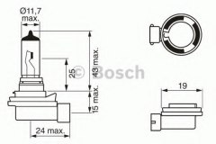 Лампа 12V 35W H8 для PEUGEOT 308 (4A_, 4C_) 1.4 16V 2009-, код двигателя 8FR(EP3), V см3 1397, кВт 72, л.с. 98, бензин, Bosch 1987302081