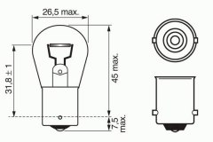 Лампа STANDARD P21W 12V 21W 1987302201 для CITROEN C15 (VD-_) 1.9 D 2000-2005, код двигателя WJX(DW8B), V см3 1868, кВт 44, л.с. 60, Дизель, Bosch 1987302201