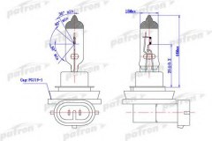 Лампа галогенная H8 12V 35W PGJ19-1 для PEUGEOT 308 (4A_, 4C_) 1.6 HDi 2007-, код двигателя 9HV(DV6TED4),9HX(DV6ATED4), V см3 1560, кВт 66, л.с. 90, Дизель, PATRON PLH81235