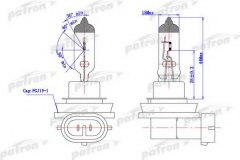 Лампа галогенная H8 12V 35W PGJ19-1 для FORD C-MAX (DM2) 1.8 Flexifuel 2007-2010, код двигателя Q7DA, V см3 1798, кВт 92, л.с. 125, Бензин/этанол, PATRON PLH81235