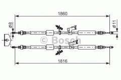 1 987 482 189_трос ручника зад C-Max для FORD FOCUS II Turnier (DA_) 1.8 Flexifuel 2006-2012, код двигателя Q7DA, V см3 1798, кВт 92, л.с. 125, Бензин/этанол, Bosch 1987482189