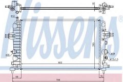 Радиатор охлаждения двигателя для OPEL ZAFIRA B (A05) 1.8 2005-, код двигателя A18XER,Z18XER, V см3 1796, КВт103, Л.с.140, бензин, Nissens 63028A