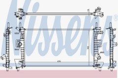 Радиатор, охлаждение двигателя для FORD FOCUS III 1.6 Flexifuel 2010-, код двигателя MUDA, V см3 1596, кВт 88, л.с. 120, Бензин/этанол, Nissens 69237