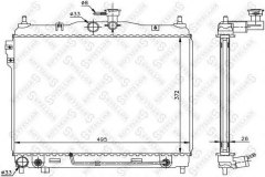 10-25303-SX_радиор системы охлаждения АКПП Getz 1.6 02 для HYUNDAI GETZ (TB) 1.6 2002-2005, код двигателя G4ED-G, V см3 1599, кВт 77, л.с. 106, бензин, Stellox 1025303SX