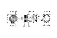 Компрессор кондиционера для CITROEN C5 III (RD_) 1.6 HDi 115 2012-, код двигателя 9HL(DV6C),9HR(DV6C), V см3 1560, кВт 84, л.с. 114, Дизель, Ava CNAK255