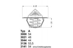 Термостат, охлаждающая жидкость для CHEVROLET AVEO седан (T250, T255) 1.2 2006-2007, код двигателя B12S1,F12S3,LY4, V см3 1150, кВт 53, л.с. 72, бензин, Wahler 304490D1